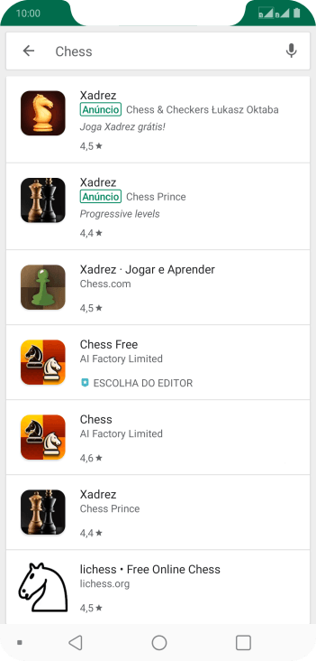 Pressione o app desejado. Pressione o app desejado.
