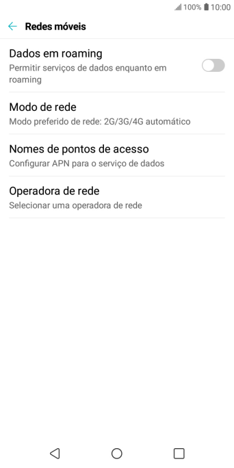 Pressione Nomes de pontos de acesso. Pressione Nomes de pontos de acesso.