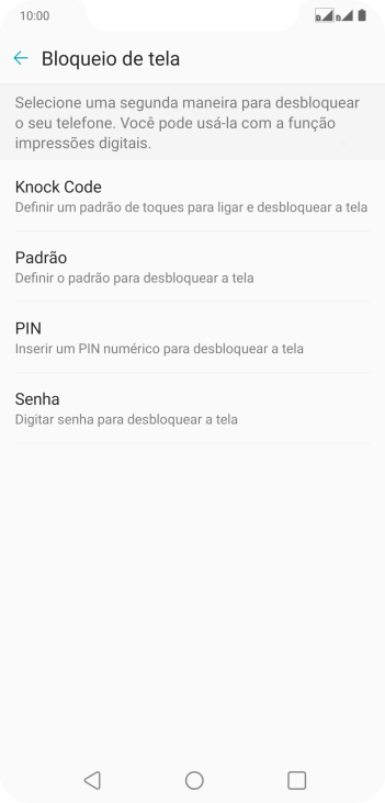 Pressione o código de bloqueio desejado, e siga as instruções da tela para criar um código extra. Pressione o código de bloqueio desejado, e siga as instruções da tela para criar um código extra.