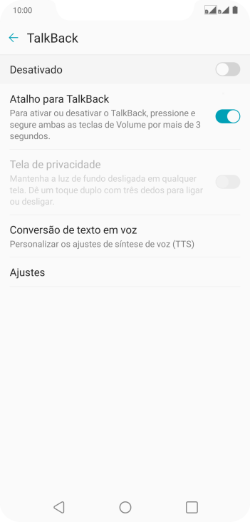 Pressione Conversão de texto em voz. Pressione Conversão de texto em voz.