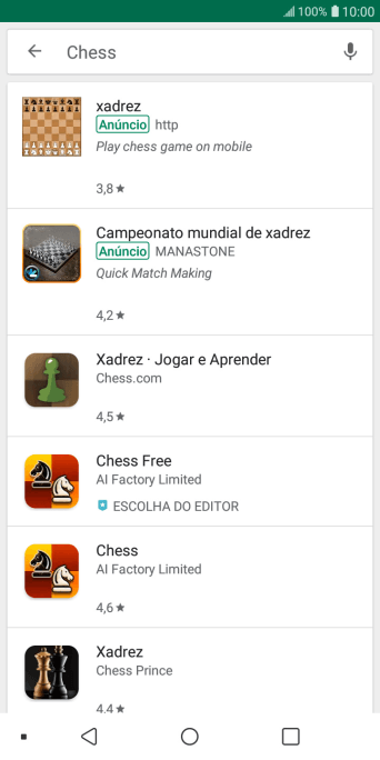 Pressione o app desejado. Pressione o app desejado.
