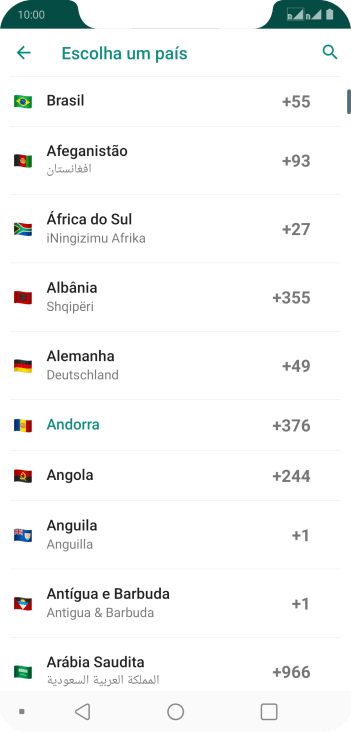 Pressione o país desejado. Pressione o país desejado.