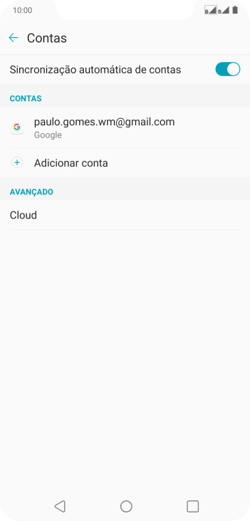 Pressione Adicionar conta. Pressione Adicionar conta.