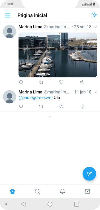 Pressione o ícone de novo tweet. Pressione o ícone de novo tweet.
