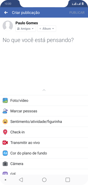 Pressione o campo de escrever, e digite a atualização desejada. Pressione o campo de escrever, e digite a atualização desejada.