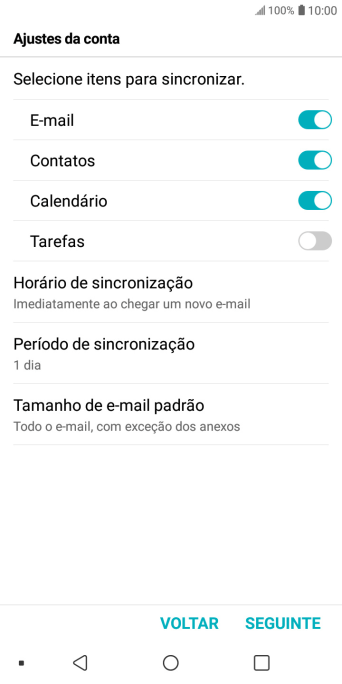 Se a tela mostrar essa imagem, sua conta foi reconhecida e configurada automaticamente. Siga as instruções da tela para inserir mais informações e finalizar a configuração. Se a tela mostrar essa imagem, sua conta foi reconhecida e configurada automaticamente. Siga as instruções da tela para inserir mais informações e finalizar a configuração.