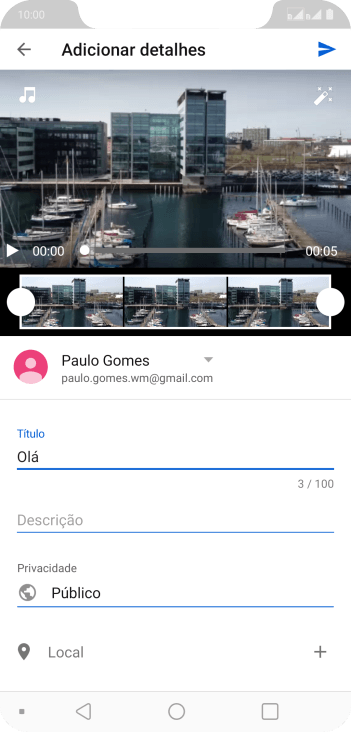 Escreva o texto desejado, e pressione o ícone de upload. Escreva o texto desejado, e pressione o ícone de upload.