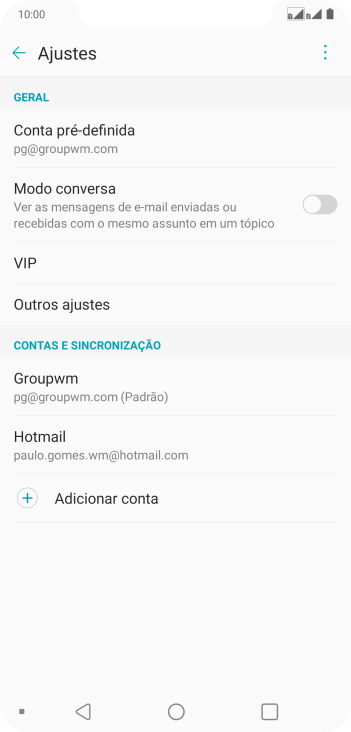 Pressione a conta de e-mail desejada. Pressione a conta de e-mail desejada.