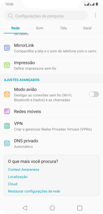 Pressione Redes móveis. Pressione Redes móveis.