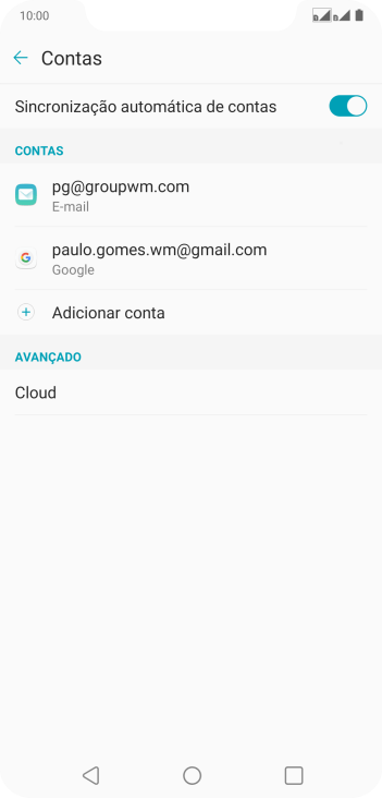 Pressione a conta de e-mail desejada. Pressione a conta de e-mail desejada.
