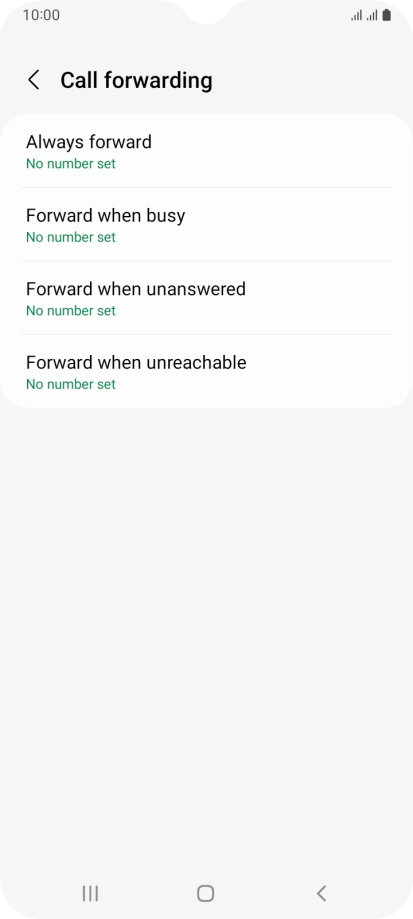 Press the required divert type. Press the required divert type.