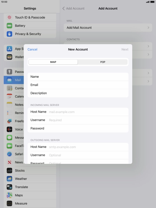 Press IMAP. Press IMAP.