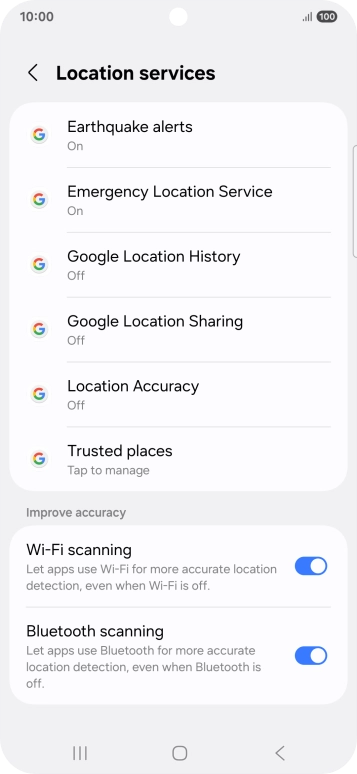 Press Location Accuracy. Press Location Accuracy.