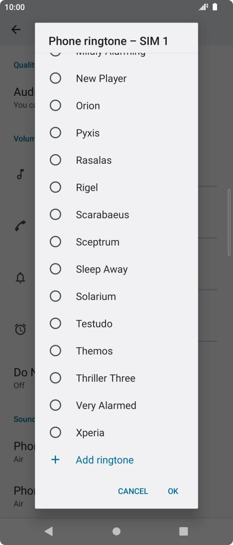 Press the required ring tone to select it. Press the required ring tone to select it.