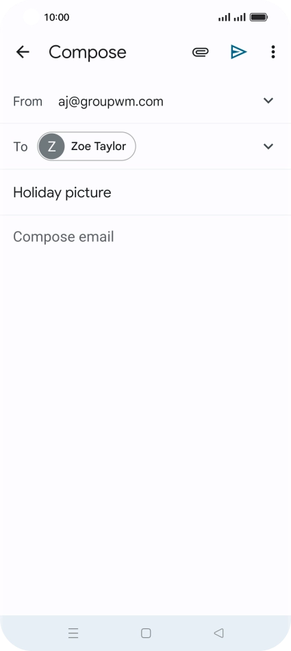 Press the text input field and write the text for your email. Press the text input field and write the text for your email.