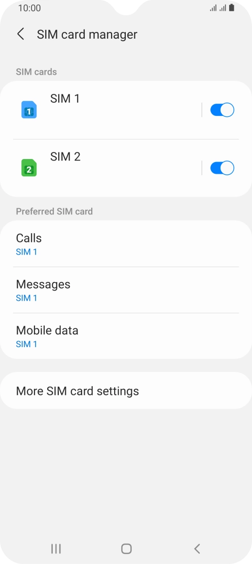 Press the indicator next to the required SIM. Press the indicator next to the required SIM.