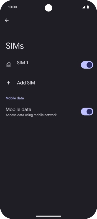 Press the name of the SIM. Press the name of the SIM.