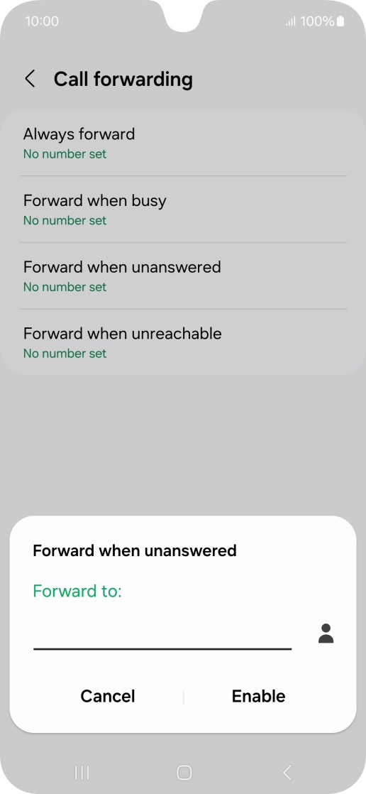 Key in +447953222222 and press Enable. Key in +447953222222 and press Enable.