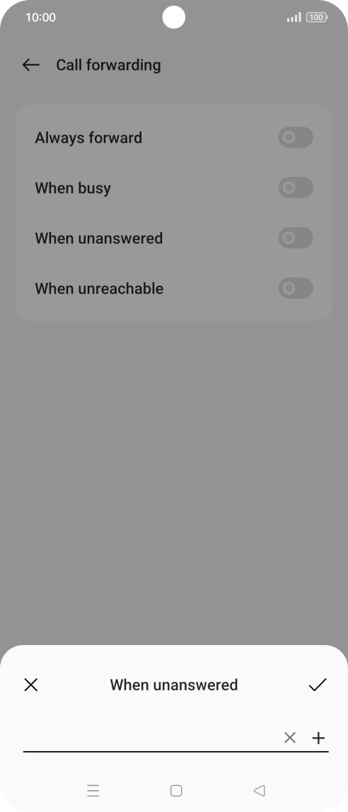 Key in +447953222222 and press the confirm icon. Key in +447953222222 and press the confirm icon.