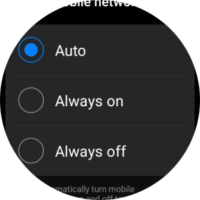 Press the required setting for mobile data usage. Press the required setting for mobile data usage.