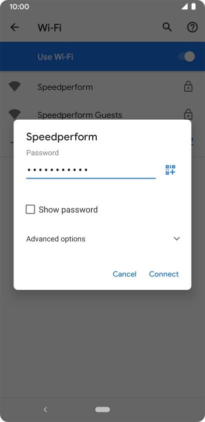 Key in the password for the Wi-Fi network and press Connect. Key in the password for the Wi-Fi network and press Connect.
