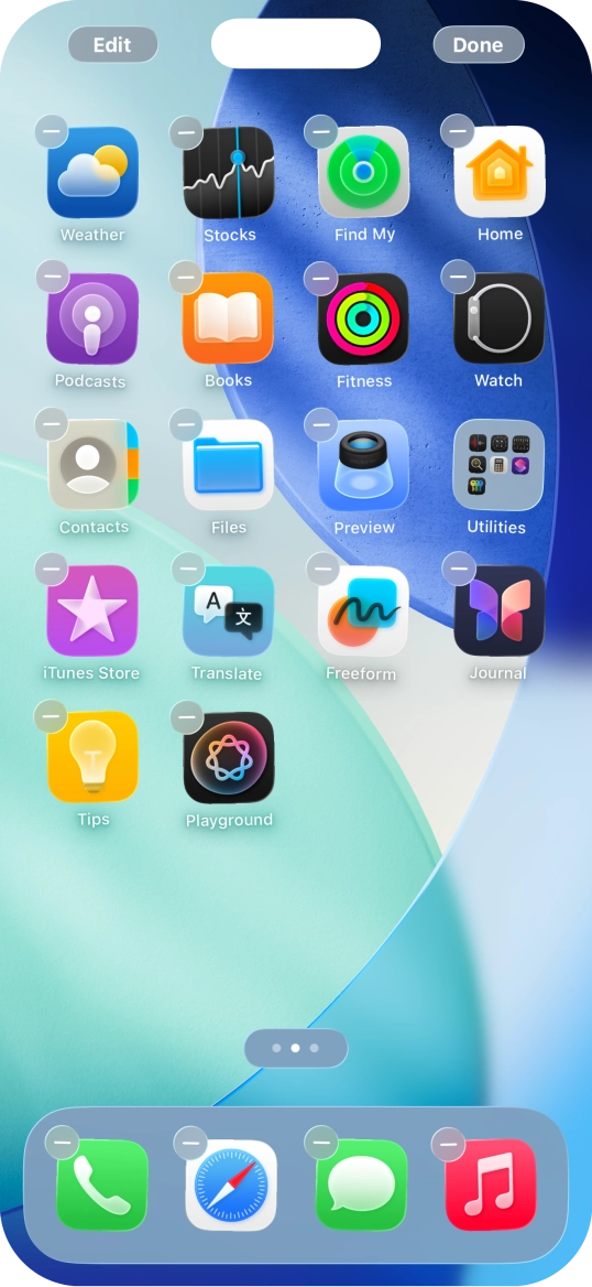 Press the home screen icon. Press the home screen icon.