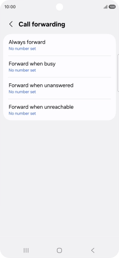 Press the required divert type. Press the required divert type.