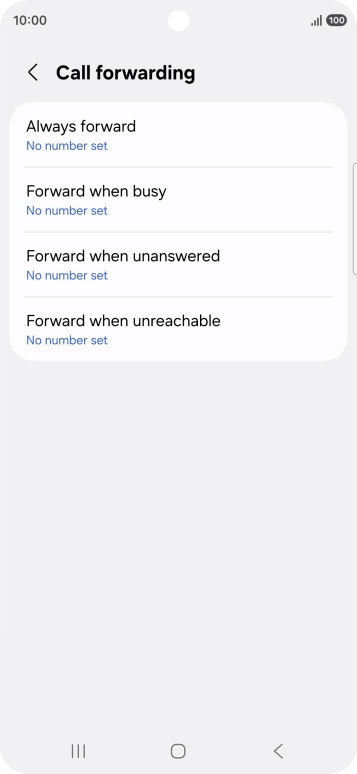 Press the required divert type. Press the required divert type.