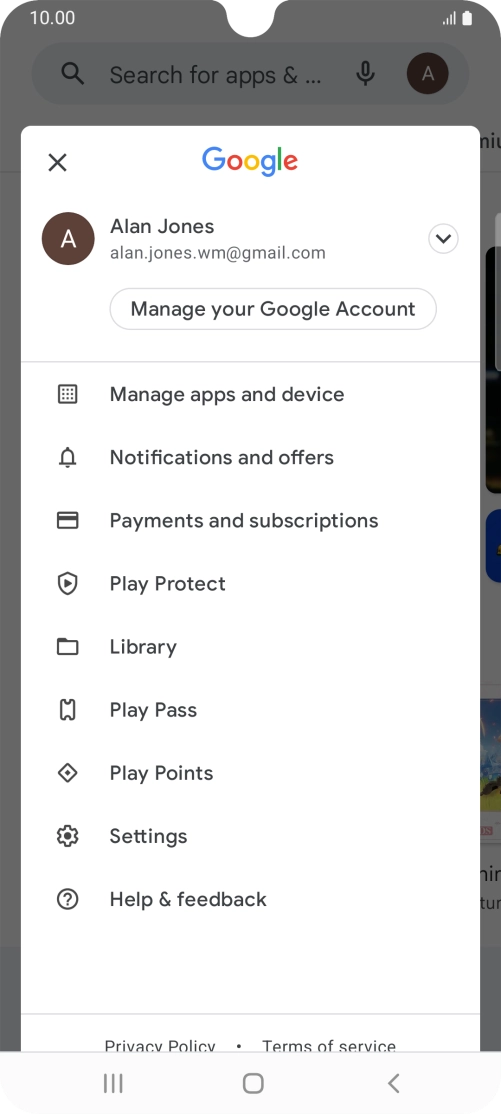 Press Manage apps and device. Press Manage apps and device.