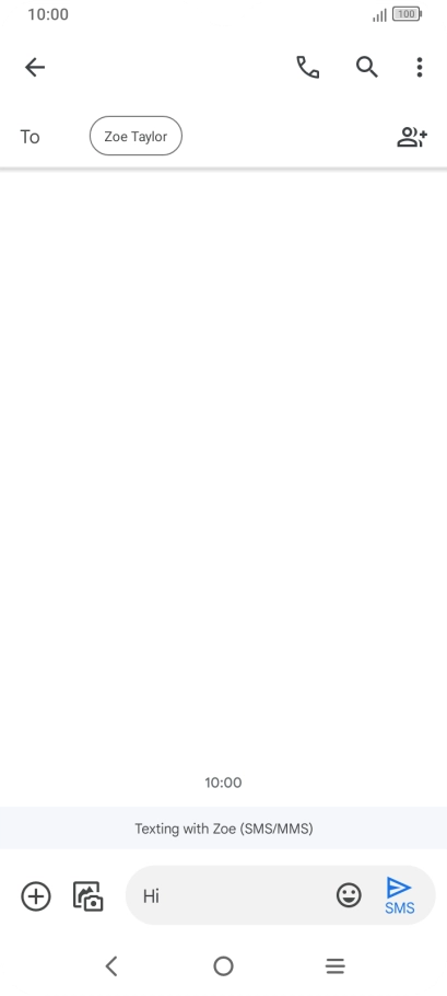 Press the send icon when you've finished your SMS. Press the send icon when you've finished your SMS.
