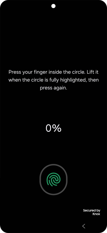Follow the instructions on the screen to create the phone lock code using your fingerprint. Follow the instructions on the screen to create the phone lock code using your fingerprint.