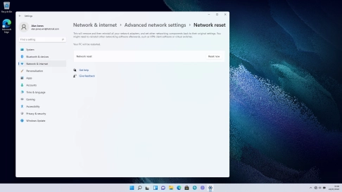 Click Reset now. Click Reset now.