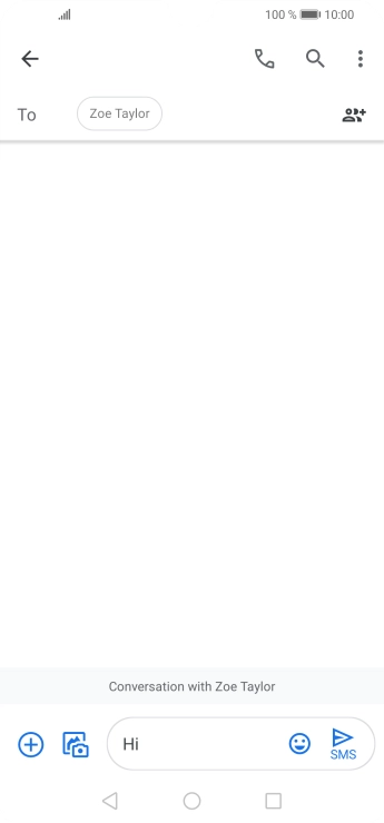 Press the send icon when you've finished your SMS. Press the send icon when you've finished your SMS.