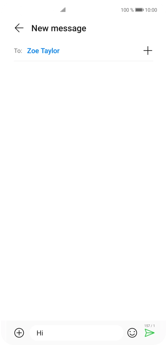 Press the send icon when you've finished your SMS. Press the send icon when you've finished your SMS.