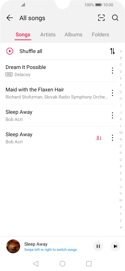 Press the song title at the bottom of the screen. Press the song title at the bottom of the screen.