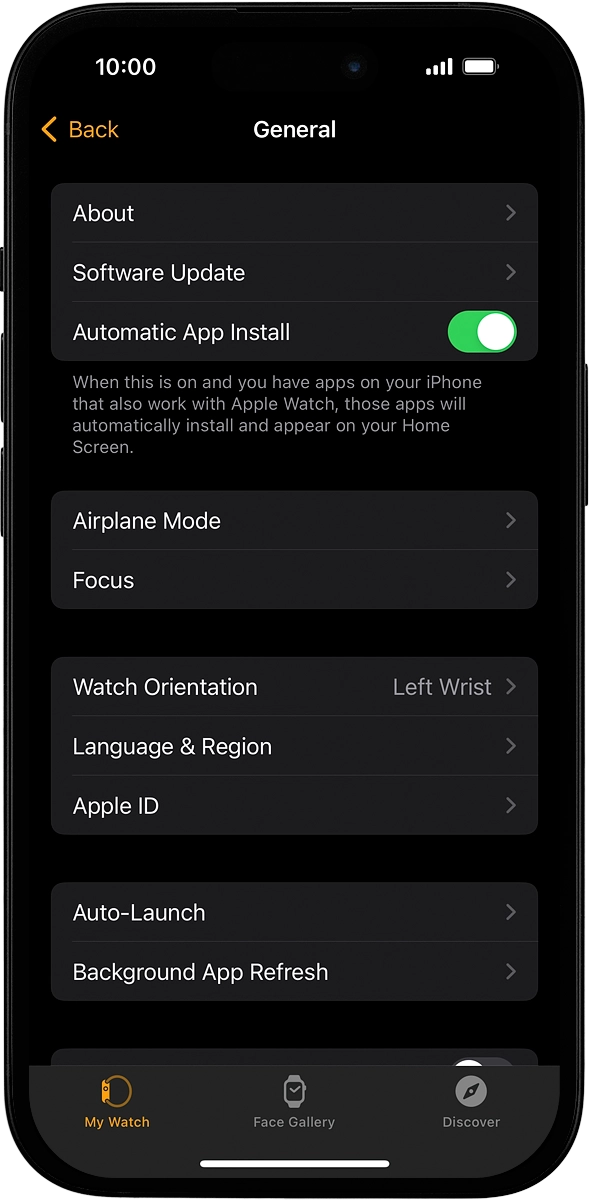 On your phone: Press Software Update. If a new software version is available, it's displayed. Follow the instructions on the screen to update the Apple Watch software. On your phone: Press Software Update. If a new software version is available, it's displayed. Follow the instructions on the screen to update the Apple Watch software.