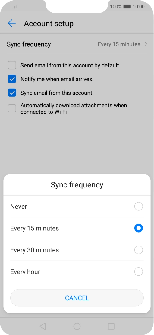 Press the required setting. Press the required setting.