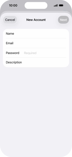 Press Password and key in the password for your email account. Press Password and key in the password for your email account.