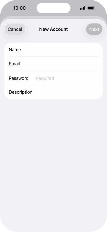 Press Password and key in the password for your email account. Press Password and key in the password for your email account.