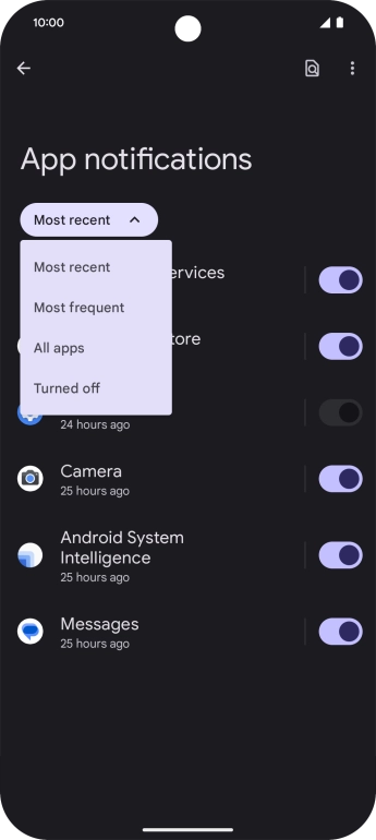 Press the required setting. Press the required setting.