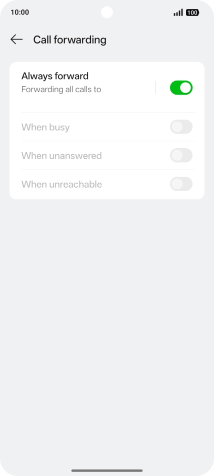 Press the indicator next to the required divert type. Press the indicator next to the required divert type.