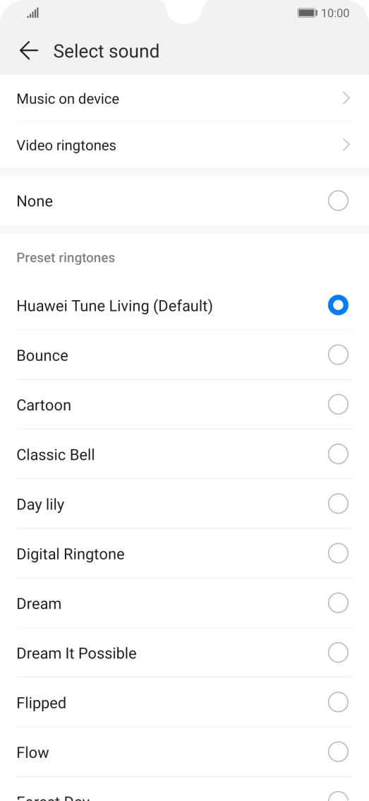 Press Music on device. Press Music on device.