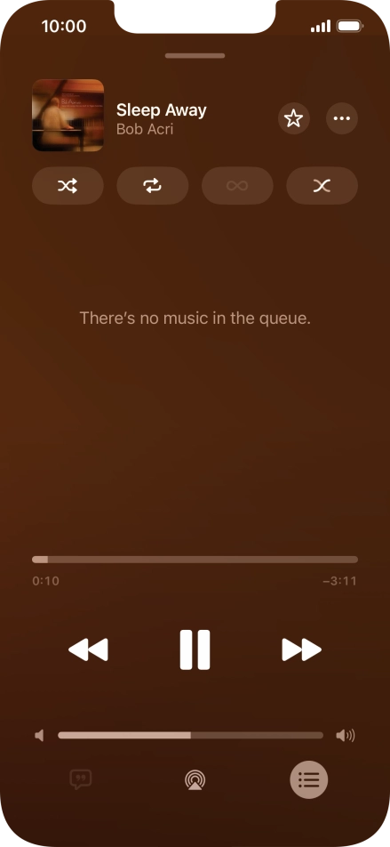 Press the shuffle icon to turn the function on or off. Press the shuffle icon to turn the function on or off.
