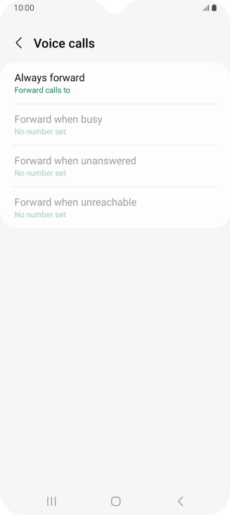 Press the required divert type. Press the required divert type.