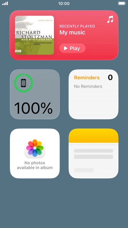 Press and hold the required widget until a pop-up menu is displayed. Press and hold the required widget until a pop-up menu is displayed.