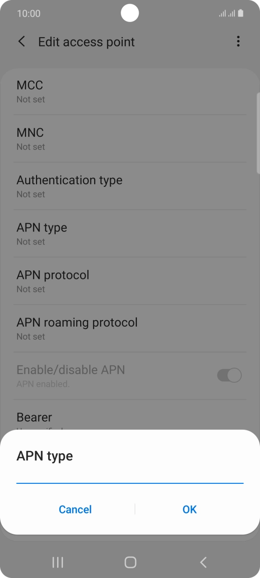 Key in default and press OK. Key in default and press OK.