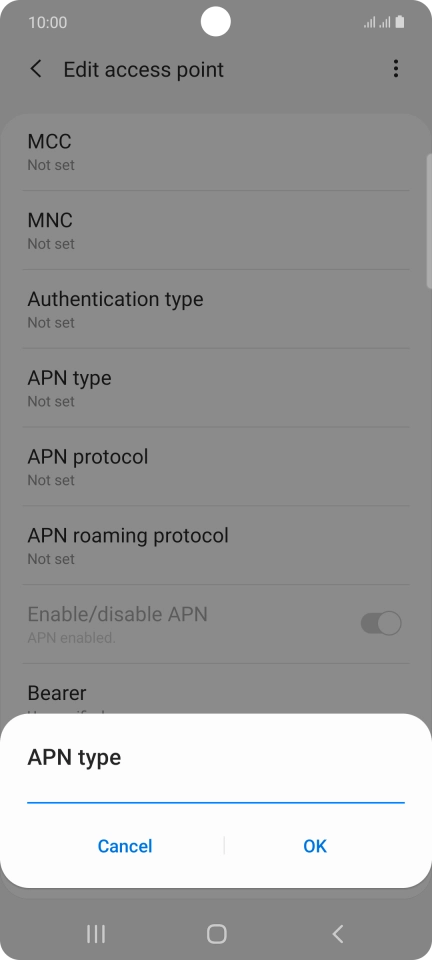 Key in default and press OK. Key in default and press OK.