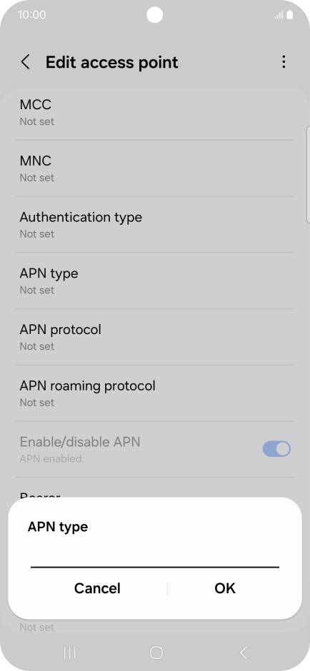 Key in default and press OK. Key in default and press OK.