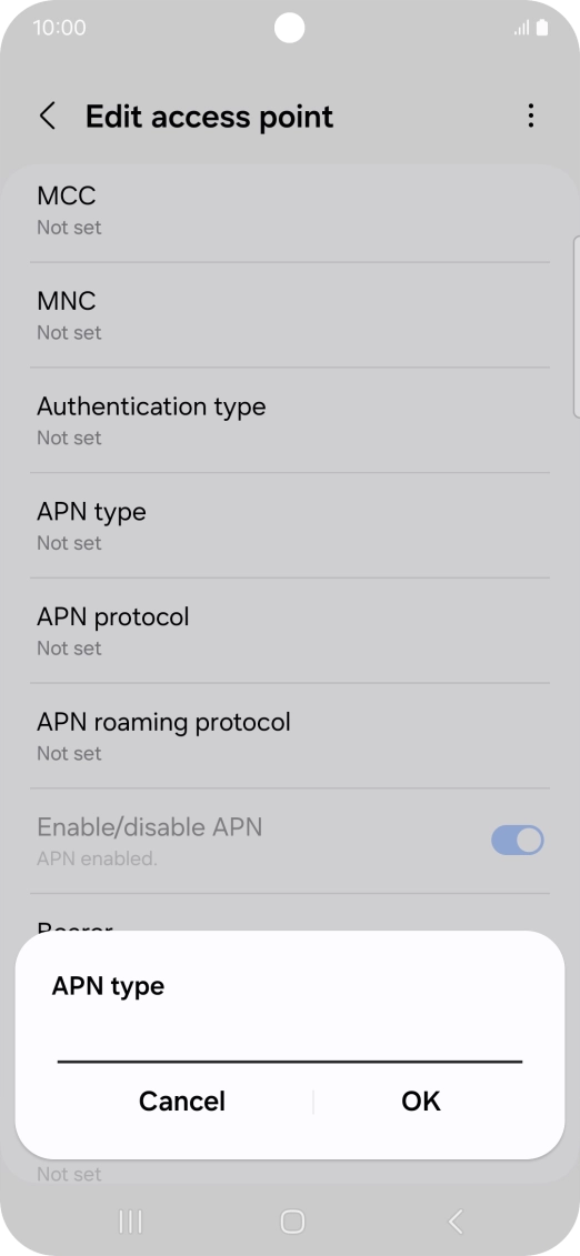 Key in default and press OK. Key in default and press OK.