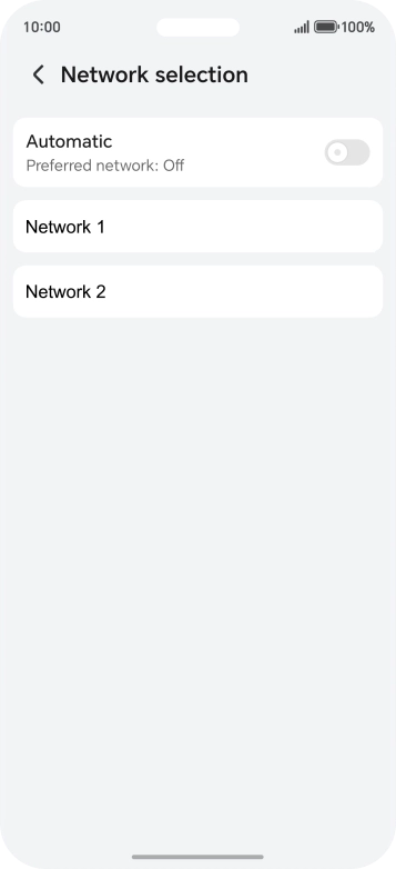 Press the required network. Press the required network.